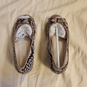 Cole Haan Woman Black Silver and Pink Snakeskin Open Toes Low Heels